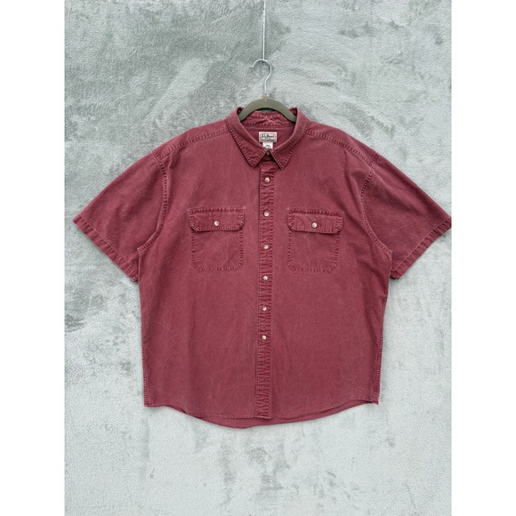 L.L. Bean Other - Vintage LL Bean Short Sleeve Button Down Shirt XL Faded Red Cotton Twill Chore